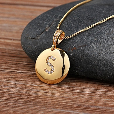 Personalized initial letter charm necklace - Ladyjewa
