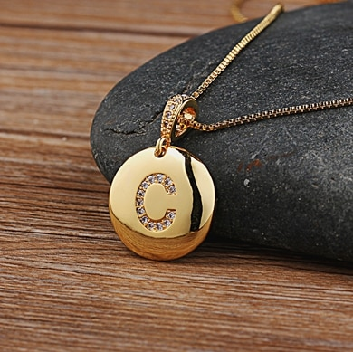 Personalized initial letter charm necklace - Ladyjewa
