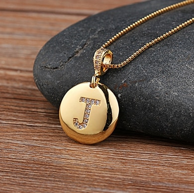 Personalized initial letter charm necklace - Ladyjewa