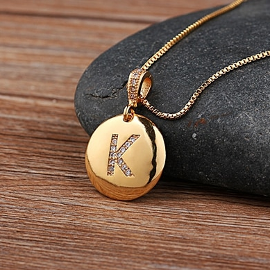 Personalized initial letter charm necklace - Ladyjewa